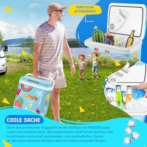 KESSER® Kühlbox Thermobox 32Liter | Thermo-Elektrische Kühlbox | KÜHLT und WÄRMT | 12 & 230V | Thermobox für Auto, Boot & Camping | Mini-Kühlschrank mit ECO & MAX Modus | inkl. Kühlakkus – Bild 10