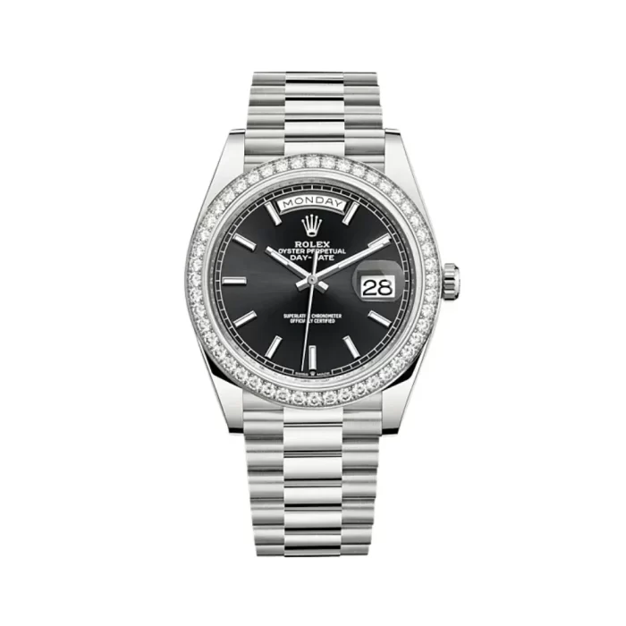 Rolex Day-Date 228349RBR White Gold Diamond Bezel Black Dial - 图片 1