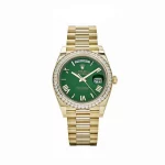 Rolex Day-Date 228348RBR Yellow Gold Green Roman Numeral Dial Diamond Bezel (2024) - 图片 2