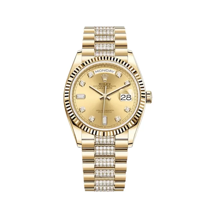 Rolex Day-Date 128238 Yellow Gold Champagne Diamond Dial - 图片 4