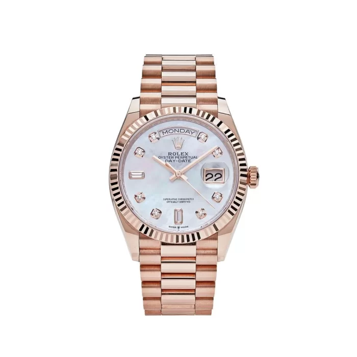 Rolex Day-Date 128235 Rose Gold Mother of Pearl Diamond Dial - 图片 1