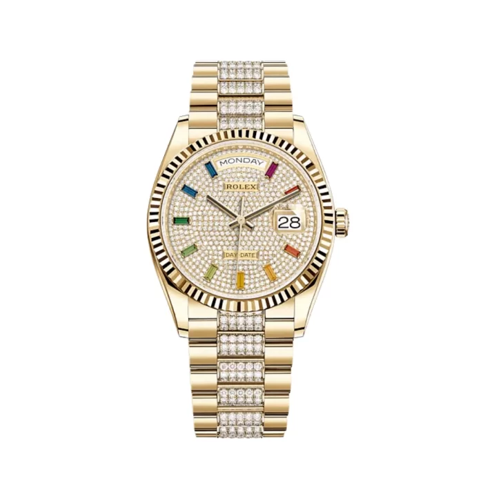 Rolex Day-Date 128238 Yellow Gold Diamond-Paved Rainbow Dial - 图片 1
