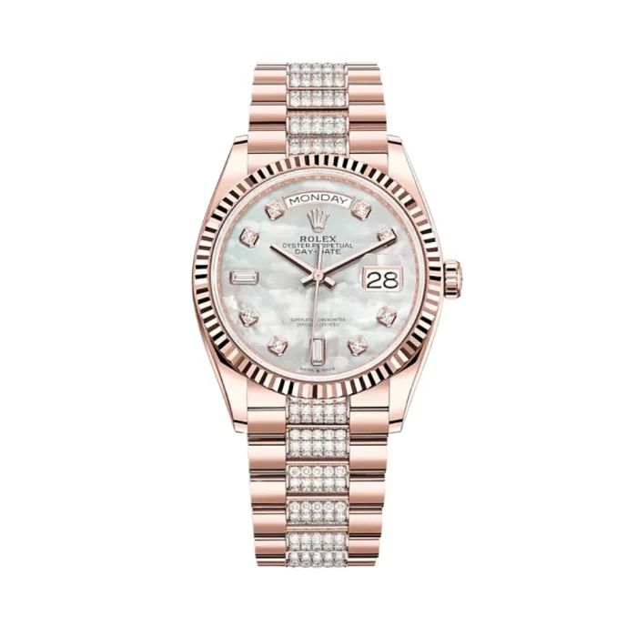 Rolex Day-Date 128235 Rose Gold Mother of Pearl Diamond Set - 图片 1