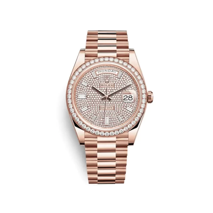 Rolex Day-Date 228345RBR Rose Gold Diamond Bezel Diamond-Paved Dial - 图片 1