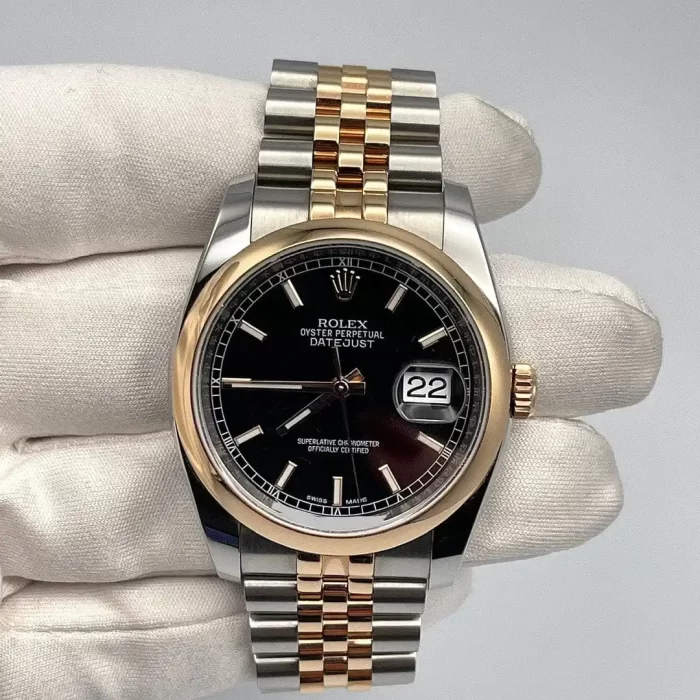 Rolex Datejust 116201 Stainless Steel Rose Gold Black Dial - 图片 3