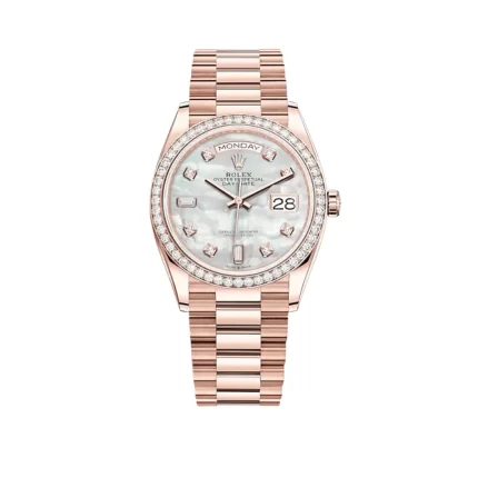 Rolex Day-Date 128345RBR Rose Gold Mother of Pearl Diamond Bezel