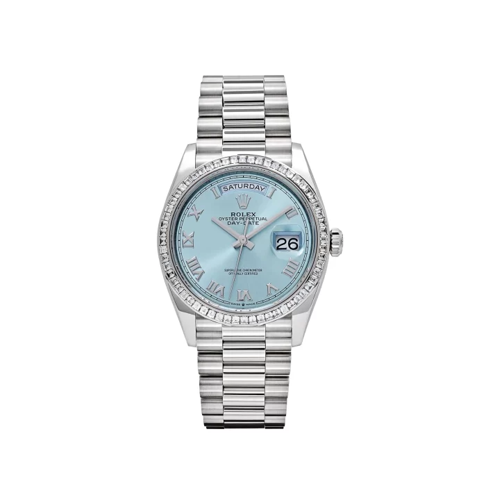 Rolex Day-Date 128396TBR Platinum Ice Blue Dial Diamond Bezel (2024) - 图片 2
