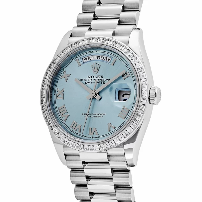 Rolex Day-Date 128396TBR Platinum Ice Blue Dial Diamond Bezel (2024) - 图片 3