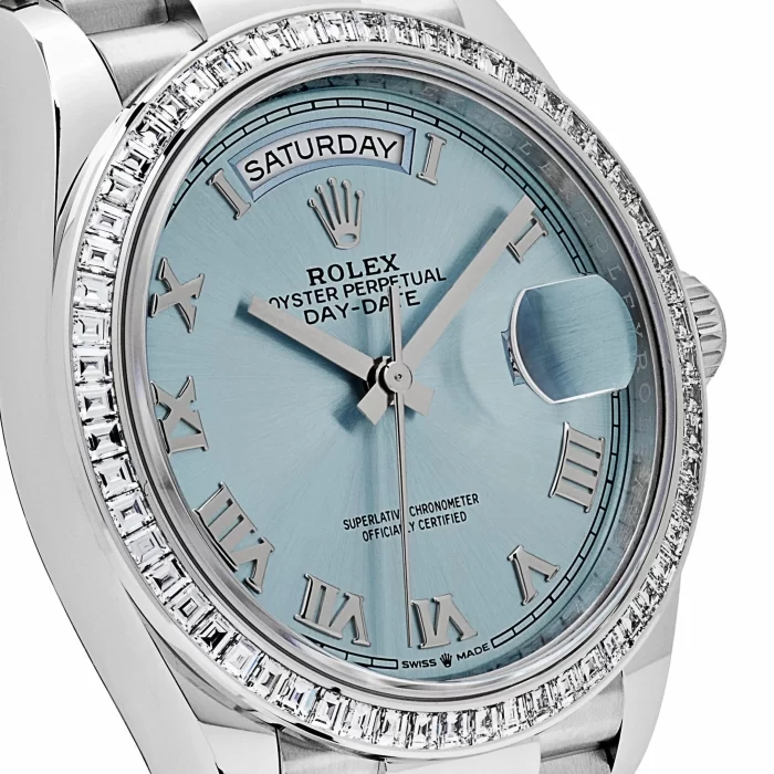 Rolex Day-Date 128396TBR Platinum Ice Blue Dial Diamond Bezel (2024) - 图片 4