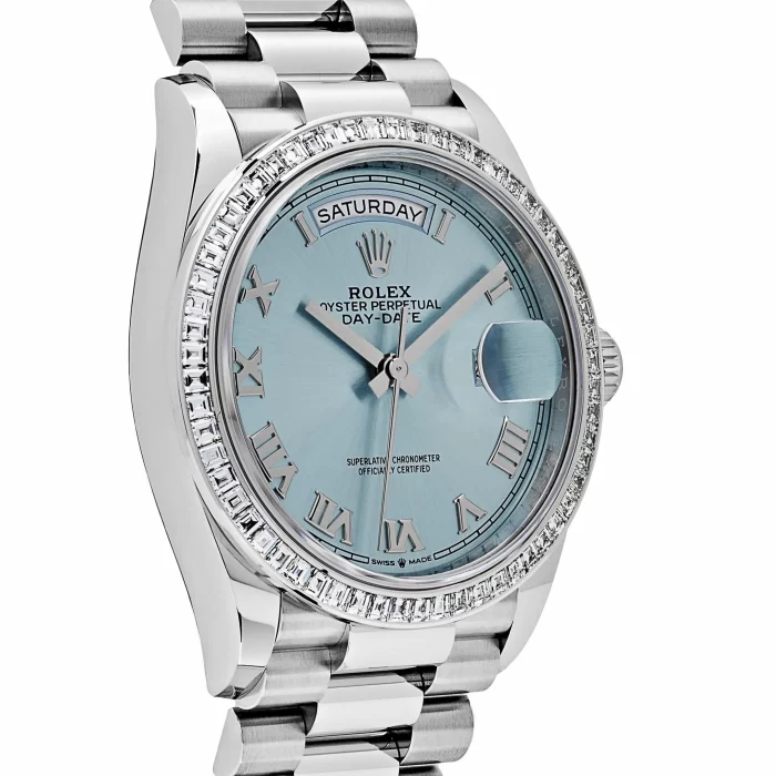 Rolex Day-Date 128396TBR Platinum Ice Blue Dial Diamond Bezel (2024) - 图片 5