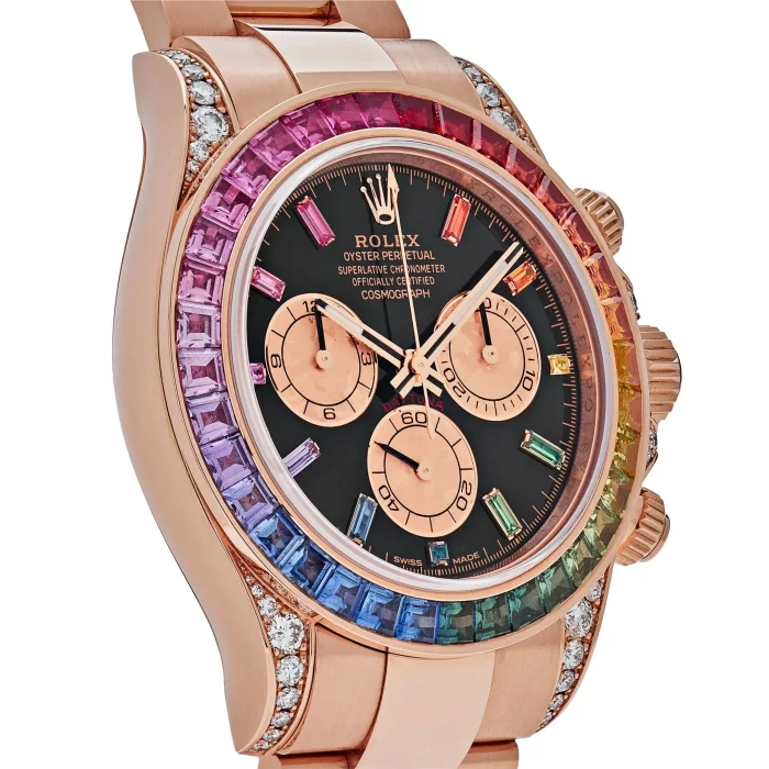 Rolex Daytona 116595RBOW 'Rainbow' Rose Gold Black Dial Sapphire Bezel - 图片 4