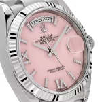 Rolex Day-Date 128239 White Gold Pink Opal Diamond Roman Numerals Dial - Image 4
