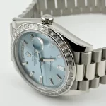Rolex Day-Date 228396TBR Platinum Diamond Bezel Ice Blue Diamond Dial - Image 2