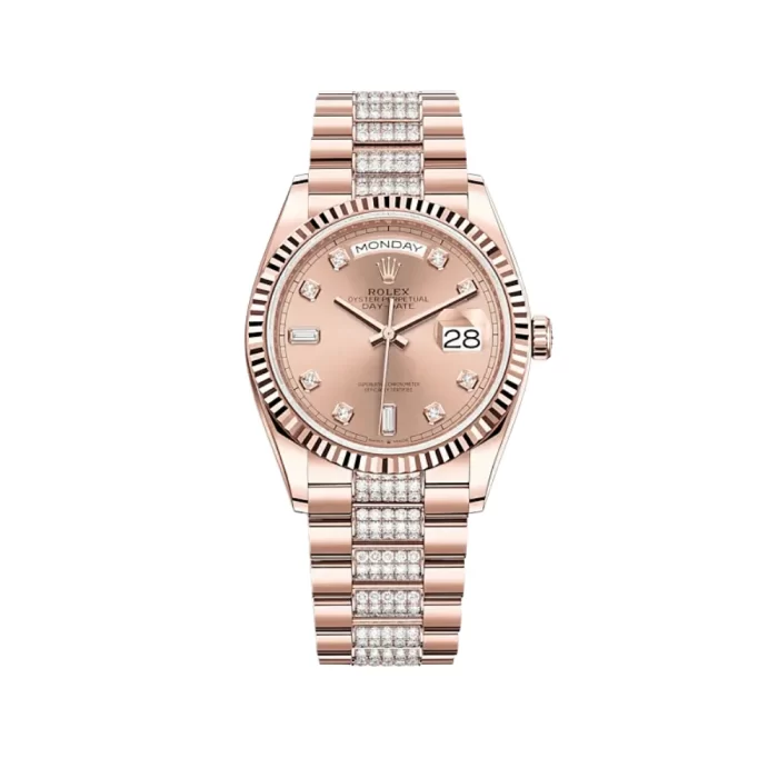 Rolex Day-Date 128235 Rose Gold rose Diamond Dial - Image 1