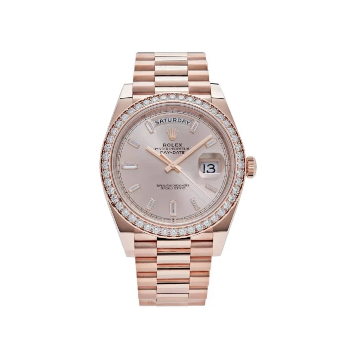 Rolex Day-Date 228345RBR Rose Gold Diamond Bezel Sundust Diamond Dial - 图片 1