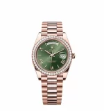 Rolex Day-Date 228235 Rose Gold Green Roman Dial Diamond Bezel - 图片 2