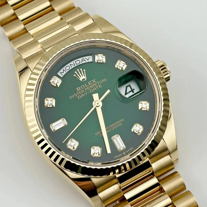 Rolex Day-Date 128238 Yellow Gold Green Ombre Diamond Dial - 图片 6