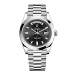 Rolex Day-Date 40 Presidential Black dial, Smooth Bezel, President bracelet, Watch 228206-0013