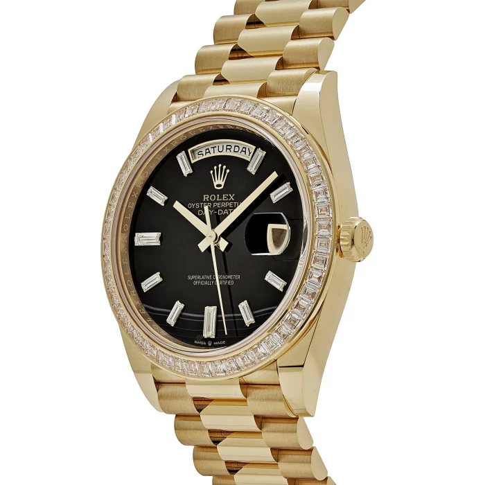 Rolex Day-Date 228398TBR Yellow Gold Onyx Baguette Diamond Dial Baguette Bezel - 图片 2