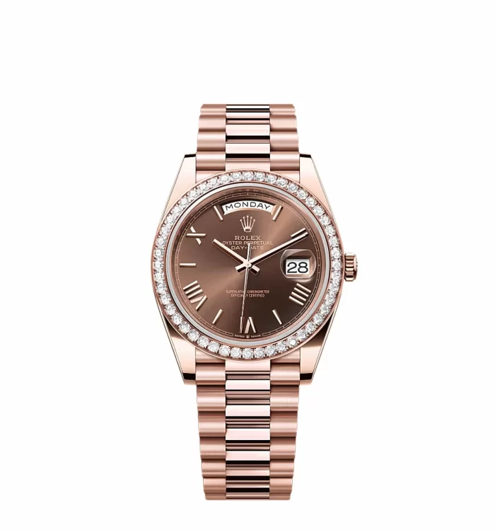 Rolex Day-Date 228235 Rose Gold Chocolate Roman Dial Diamond Bezel - 图片 2