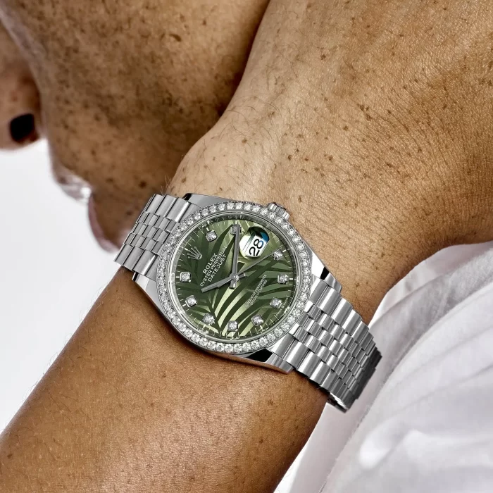 Rolex Datejust 126284RBR Stainless Steel Green Palm Frond Diamond Dial Diamond Bezel - 图片 4