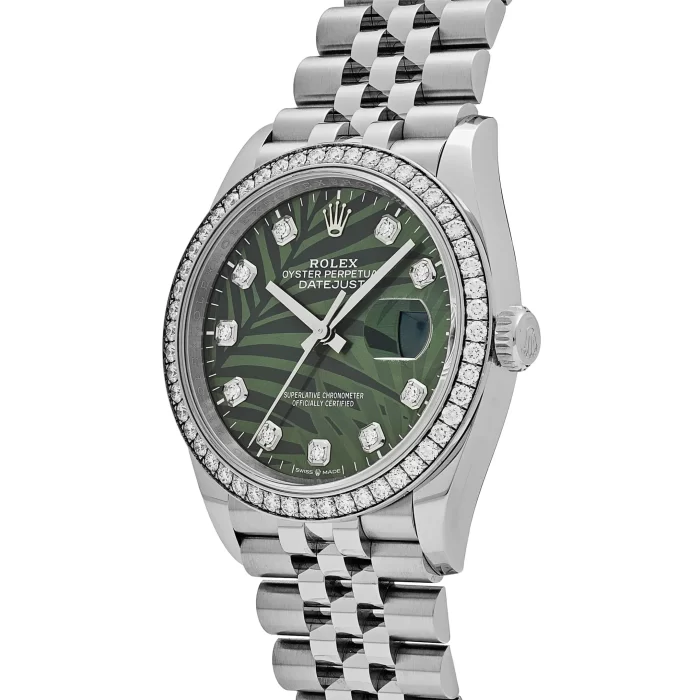 Rolex Datejust 126284RBR Stainless Steel Green Palm Frond Diamond Dial Diamond Bezel - 图片 2