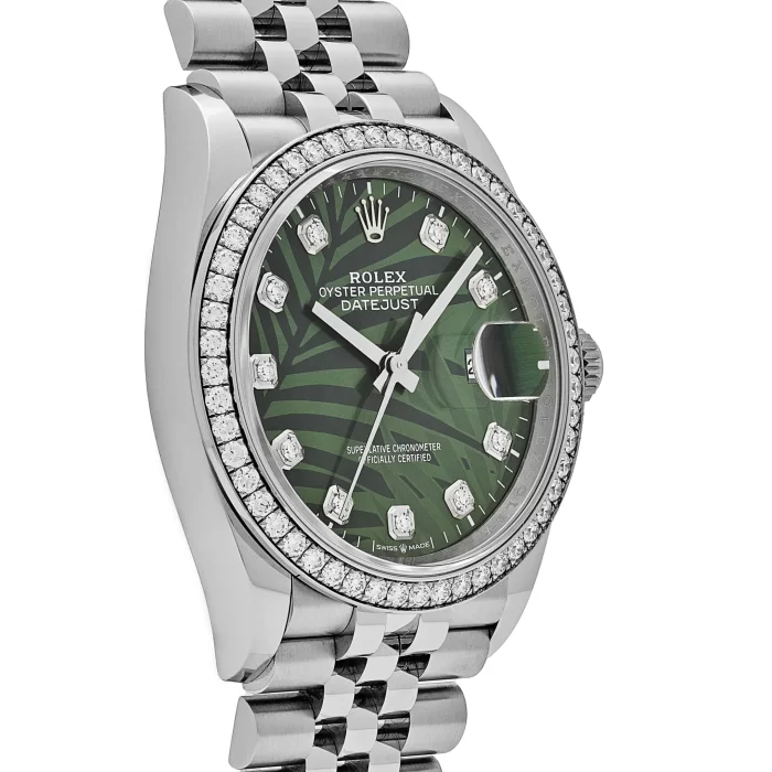 Rolex Datejust 126284RBR Stainless Steel Green Palm Frond Diamond Dial Diamond Bezel - 图片 3