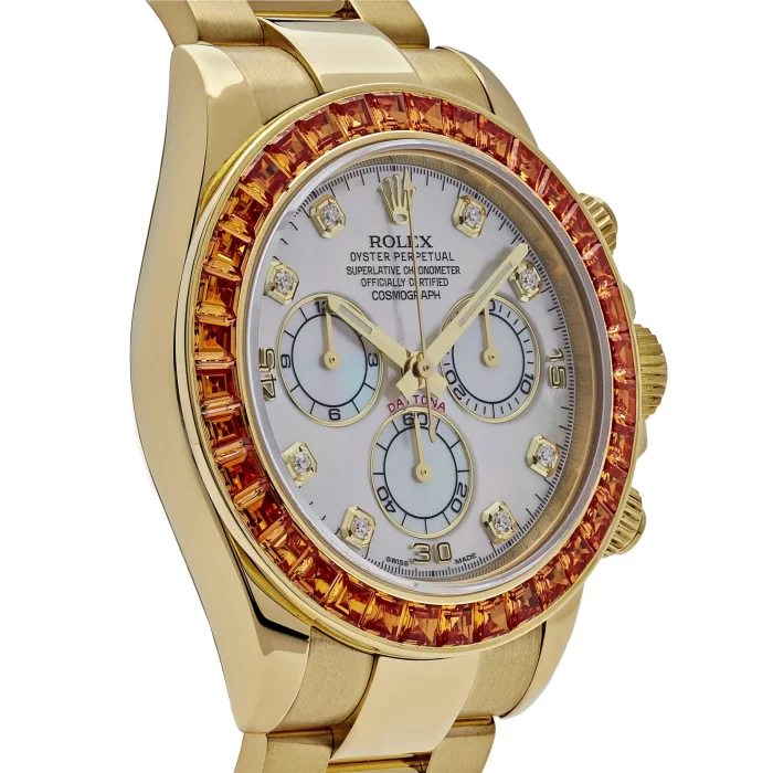 Rolex Daytona 116578SACO Yellow Gold Sapphire Bezel Mother Of Pearl Dial - 图片 3