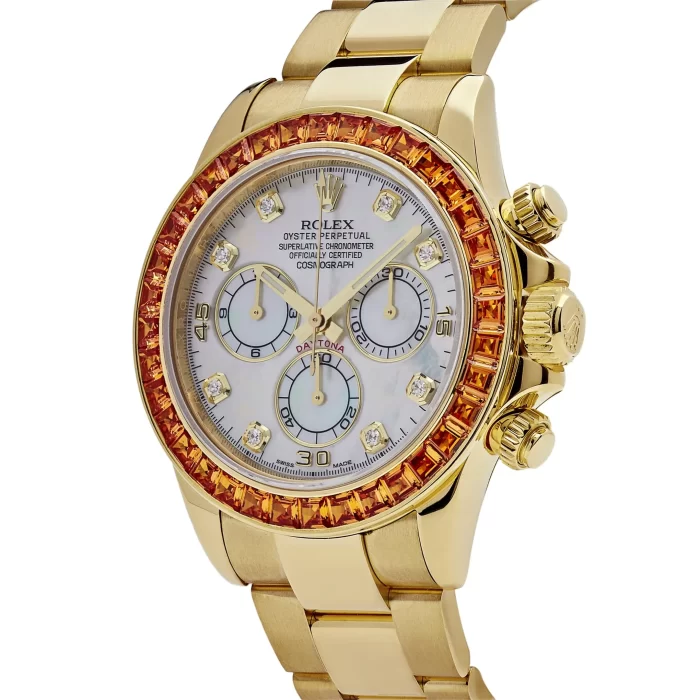 Rolex Daytona 116578SACO Yellow Gold Sapphire Bezel Mother Of Pearl Dial - 图片 4