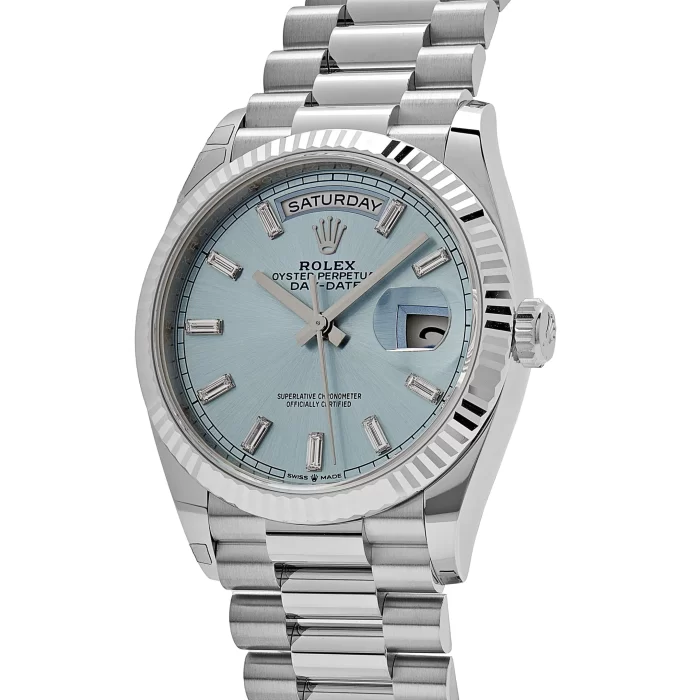 Rolex Day-Date 128236 Platinum Ice Blue Baguette Dial - 图片 3