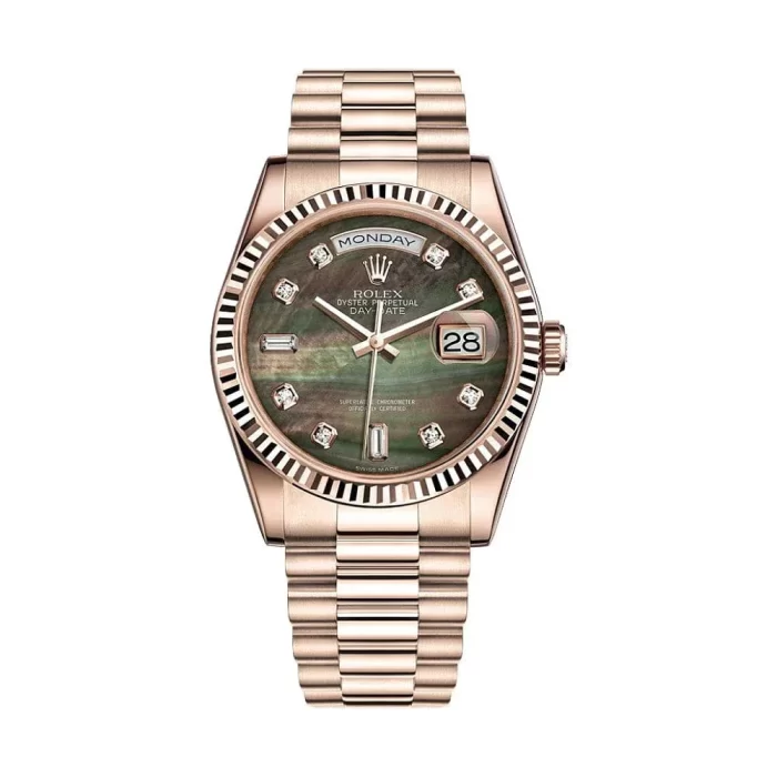 Rolex Day-Date 118235F Rose Gold Black Mother of Pearl Diamond Dial - 图片 1