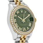 Rolex Datejust 278383RBR Two-Toned Yellow Gold Stainless Steel Green Roman Dial Diamond Bezel - 图片 3