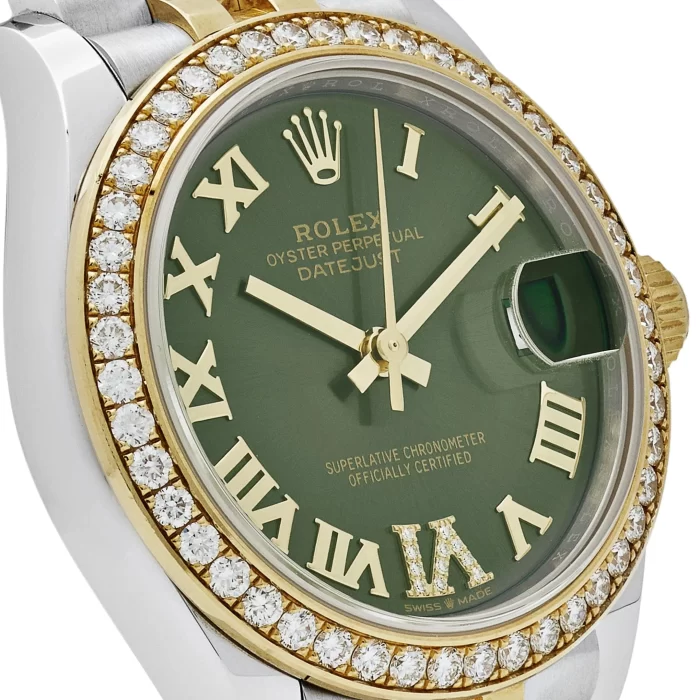 Rolex Datejust 278383RBR Two-Toned Yellow Gold Stainless Steel Green Roman Dial Diamond Bezel - 图片 5