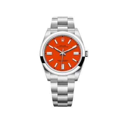Rolex Oyster Perpetual 126000 Stainless Steel Coral Red Dial