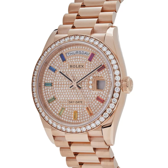Rolex Day-Date 128345RBR Rose Gold Rainbow Diamond Pave Dial - 图片 2