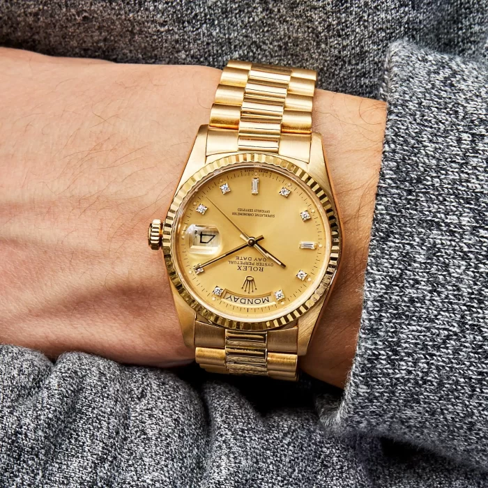 Rolex Day-Date 18238 Presidential Yellow Gold Champagne Diamond Dial - 图片 4