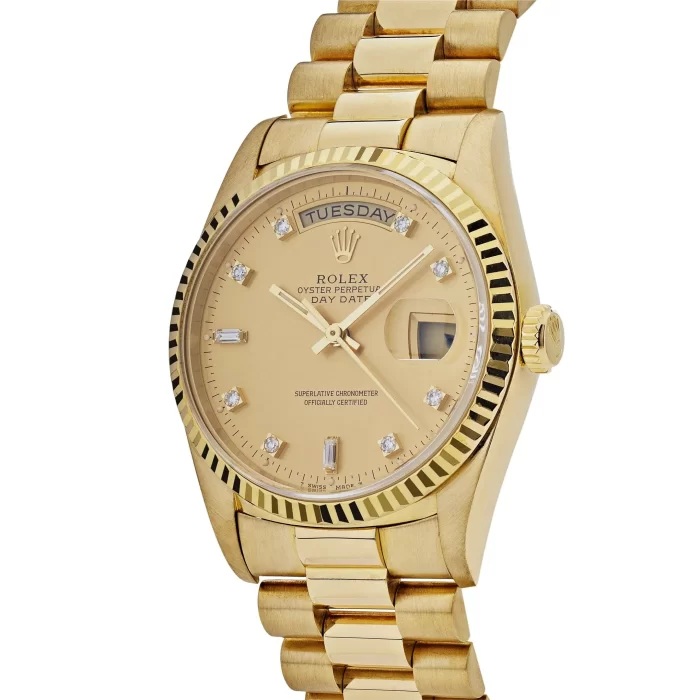 Rolex Day-Date 18238 Presidential Yellow Gold Champagne Diamond Dial - 图片 2