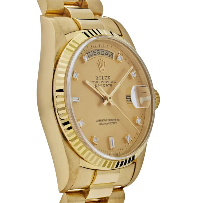 Rolex Day-Date 18238 Presidential Yellow Gold Champagne Diamond Dial - 图片 3