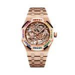 Audemars Piguet Royal Oak 15412OR.YG.1224OR.01-B Double Balance Wheel Baguette Gemstones Frosted Rose Gold Openworked Dial - 图片 2