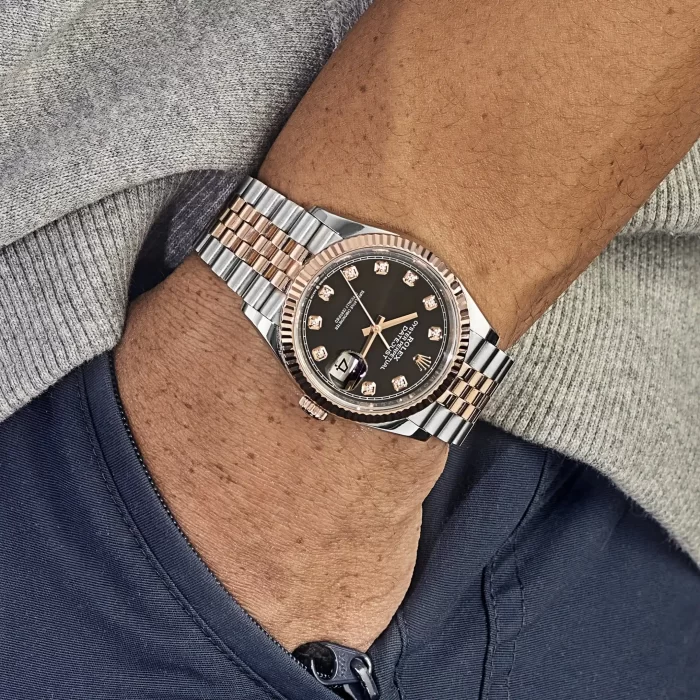 Rolex Datejust 126231 Rose Gold Stainless Steel Black Diamond Dial - 图片 2