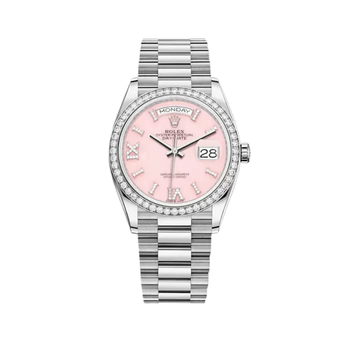 Rolex Day-Date 128349RBR White Gold Diamond Bezel Pink Diamond Dial - 图片 2
