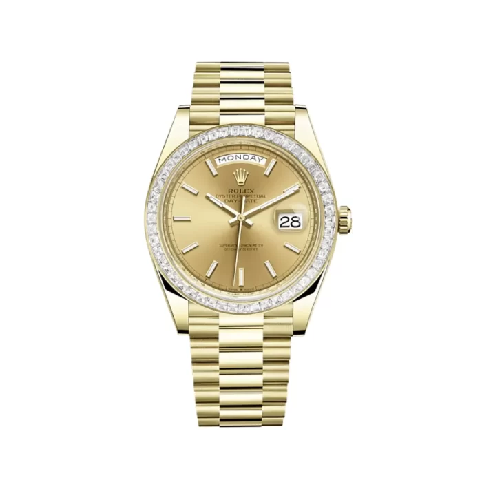 Rolex Day-Date 228398TBR Yellow Gold Diamond-Paved Bezel Champagne Dial - 图片 1