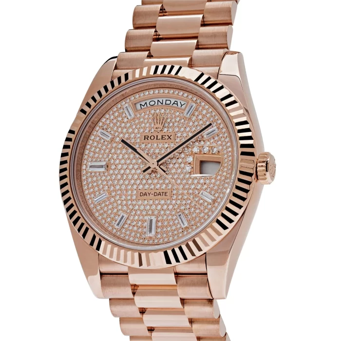 Rolex Day-Date 228235 Rose Gold Baguette Diamond Paved Dial - 图片 4