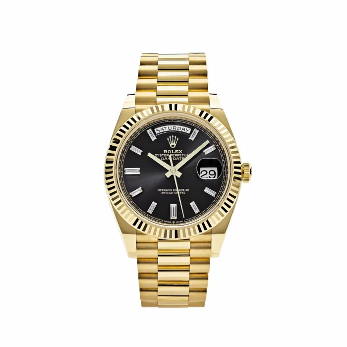 Rolex Day-Date 228238 Yellow Gold Black Baguette Diamond Dial - Image 4