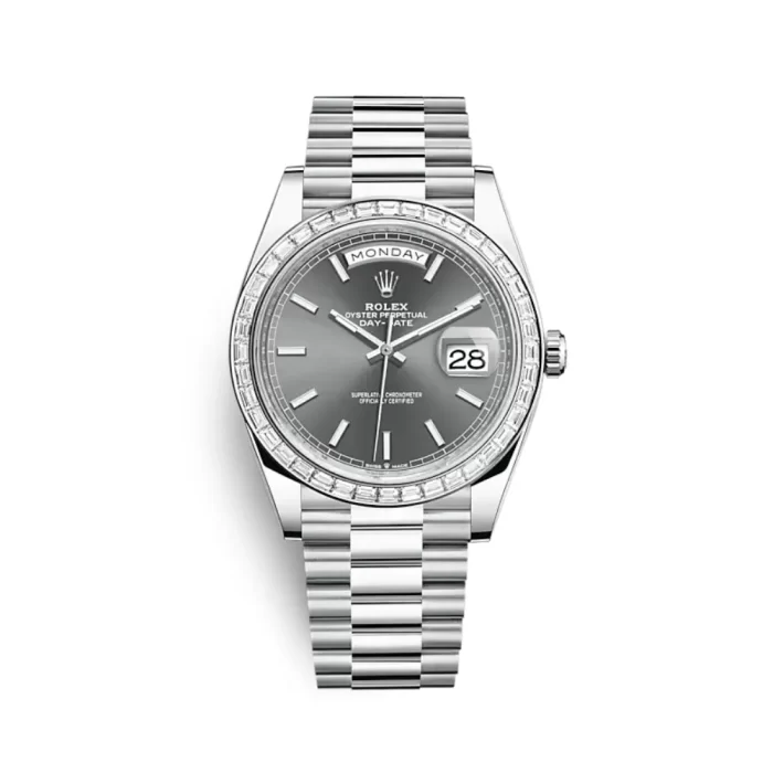 Rolex Day-Date 228396TBR Platinum Diamond Bezel Slate Dial - 图片 1