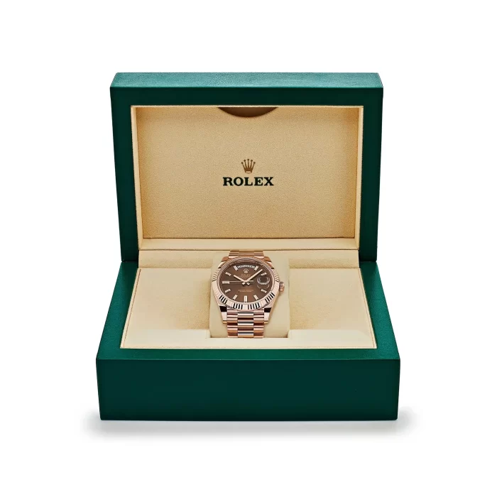 Rolex Day-Date 228235 Rose Gold Chocolate Baguette Diamond Dial - 图片 7