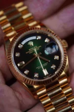 Rolex Day-Date 128238-0069 36mm Green ombre Extremely Rare 18KT Yellow Gold Stainless Steel Automatic Green Dial - 图片 7