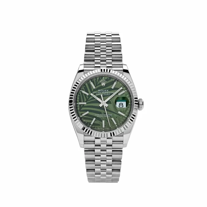 Rolex Datejust 126234 White Gold Stainless Steel Olive Green Palm Motif Dial - 图片 1