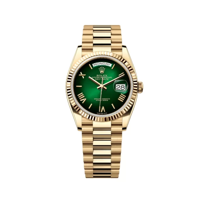 Rolex Day-Date 128238 Yellow Gold Green Ombre Roman Numeral Dial - 图片 2