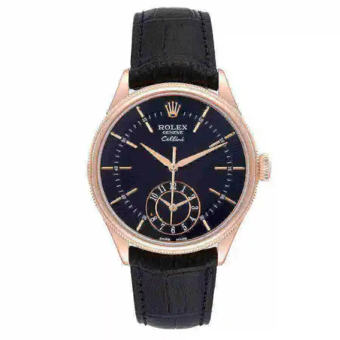Rolex Cellini Dual Time Rose Gold Automatic Mens Watch 50525-L - 图片 5